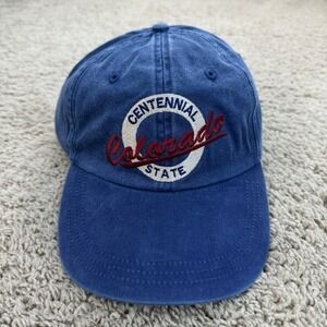 Colorado The Centennial State Hat Falcon HW Washed Blue Strapback Red Script Cap